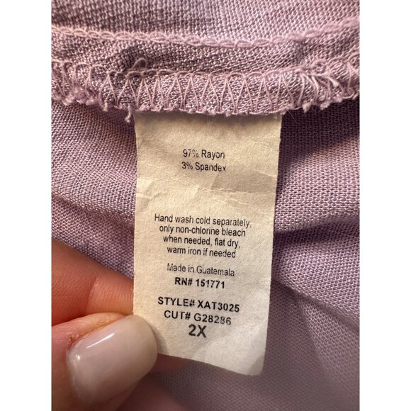 Heartherly Liliac Button Up Tie Back Size 2X V Neck Short Sleeve Stretchy Blouse - Picture 4 of 7